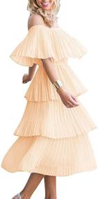 img 3 attached to 👗 Stylish ETCYY Womens Shoulder Ruffles Chiffon Dresses: Trendy Women's Clothing for Glamorous Looks