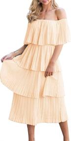 img 4 attached to 👗 Stylish ETCYY Womens Shoulder Ruffles Chiffon Dresses: Trendy Women's Clothing for Glamorous Looks