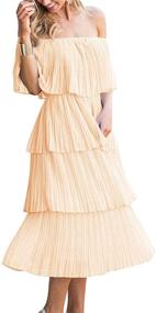 img 1 attached to 👗 Stylish ETCYY Womens Shoulder Ruffles Chiffon Dresses: Trendy Women's Clothing for Glamorous Looks