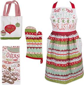 img 4 attached to 🎅 DII Cozy Christmas Holiday Baking Set: Apron Dress, Oven Mitt, Dishtowel, Tote - 4-Piece Collection