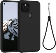 📱 abitku google pixel 5a case - slim silicone gel rubber cover (with microfiber lining) full body shockproof design - for google pixel 5a 6.34 inch 2021 (black) logo