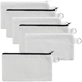 img 4 attached to 🛍️ baotongle 10 PCS Multi-Purpose Cotton Canvas Zipper Invoice Bill Bag - White Color with Black and White Zipper - 8.6x4.7'' - Buy Online!