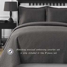 img 3 attached to 🛏️ Gray Jacquard Microfiber Queen 5-piece Comforter Set by Comfy Bedding Frame