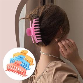img 2 attached to 🌼 12 Pieces Large Non-slip Hair Claw Clips, 4.3-Inch Big Banana Clips for Women Girls, Strong Hold for Thick and Thin Hair