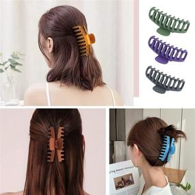 img 1 attached to 🌼 12 Pieces Large Non-slip Hair Claw Clips, 4.3-Inch Big Banana Clips for Women Girls, Strong Hold for Thick and Thin Hair