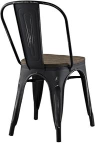 img 2 attached to 🪑 Stylish and Sleek Modway Promenade Industrial Steel Dining Side Chair with Bamboo Seat in Black