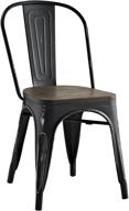 🪑 stylish and sleek modway promenade industrial steel dining side chair with bamboo seat in black logo