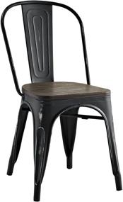 img 4 attached to 🪑 Stylish and Sleek Modway Promenade Industrial Steel Dining Side Chair with Bamboo Seat in Black