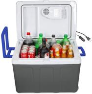 🔌 k-box electric cooler warmer wheels car home - 48 quart (45 liter) - extended 6 ft. long cables dual 110v ac house 12v dc vehicle plugs (grey white blue) logo