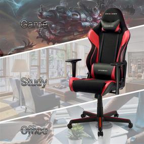 img 3 attached to DXRacer OH/RAA106 Racing Series Adjustable Ergonomic Computer Gaming Chair: Leather Desk 🎮 Chair with Lumbar Support, Swivel Base, Wheels, and Headrest - Standard, Black and Red