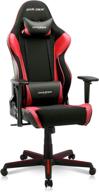 dxracer oh/raa106 racing series adjustable ergonomic computer gaming chair: leather desk 🎮 chair with lumbar support, swivel base, wheels, and headrest - standard, black and red logo