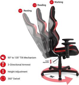 img 1 attached to DXRacer OH/RAA106 Racing Series Adjustable Ergonomic Computer Gaming Chair: Leather Desk 🎮 Chair with Lumbar Support, Swivel Base, Wheels, and Headrest - Standard, Black and Red