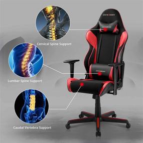 img 2 attached to DXRacer OH/RAA106 Racing Series Adjustable Ergonomic Computer Gaming Chair: Leather Desk 🎮 Chair with Lumbar Support, Swivel Base, Wheels, and Headrest - Standard, Black and Red