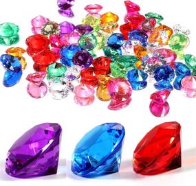 img 3 attached to 💎 DEODARI 65pcs Multi-Colored Acrylic Gems Plastic Gemstones for Pirate Treasure Party Decoration, Table Decorations, Vase Filler, Fish Tank, and More (Multi Color)