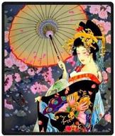 👘 hommomh japanese art geisha girl 50x80 blanket - cozy, warm, soft & easy care, ideal for air conditioning, machine washable logo