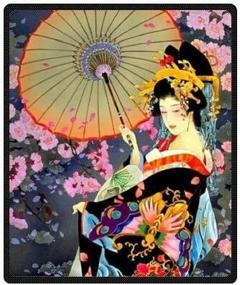 img 1 attached to 👘 HommomH Japanese Art Geisha Girl 50x80 Blanket - Cozy, Warm, Soft & Easy Care, Ideal for Air Conditioning, Machine Washable