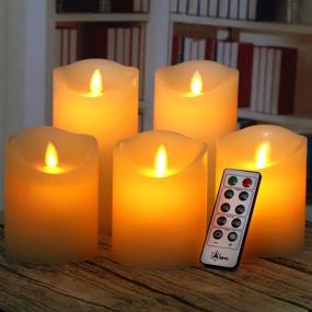 img 1 attached to 🕯️ Realistic Flameless Candles Set of 5 by Aignis - Remote Timer, Flickering Battery-powered LEDs