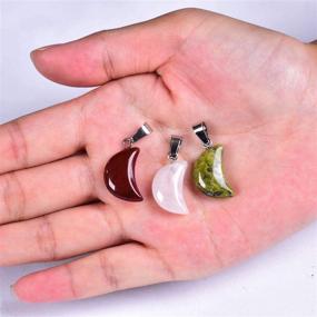 img 1 attached to 🌙 JIC Gem 30pcs Natural Stone Crescent Moon Healing Crystal Pendants Quartz Charms for Necklace Earring Bracelet Making - Perfect for SEO