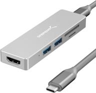 ✨ sabrent usb c мультипортовый хаб с считывателем карт sd и micro sd, портом hdmi 2.0, 2 x портами usb 3.0 - совместим с windows и mac os - до 4k @30гц (hb-hucr) логотип