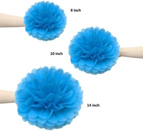 img 2 attached to Tissue Paper Pom Pom Flowers for Wedding and Birthday Party Decorations - Set of 15 (8, 10, 14 Inch) - Rainbow Colors