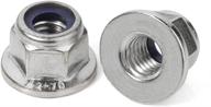 🔩 m10-1.5 hex flange nylon insert lock nuts, din 6926, stainless steel 18-8 (304), bright finish, pack of 5 logo