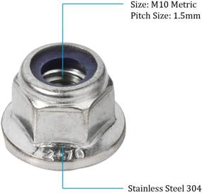 img 3 attached to 🔩 M10-1.5 Hex Flange Nylon Insert Lock Nuts, DIN 6926, Stainless Steel 18-8 (304), Bright Finish, Pack of 5