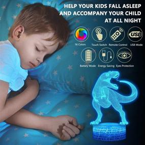 img 2 attached to 🦖 Set of 4 Dinosaur 3D Night Lights, DDDNIGHTLIGHT Led Illusion Lamp with 16 Color Change, Remote Control Lights for Bedroom, Living Room, Kids, Boys, Girls, Christmas Xmas – 5270