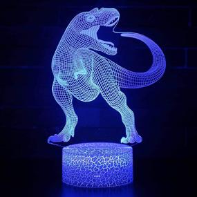 img 3 attached to 🦖 Set of 4 Dinosaur 3D Night Lights, DDDNIGHTLIGHT Led Illusion Lamp with 16 Color Change, Remote Control Lights for Bedroom, Living Room, Kids, Boys, Girls, Christmas Xmas – 5270