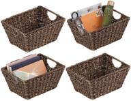 🧺 mdesign dark brown seagrass nesting organizer baskets for kitchen cabinets, pantry, bathroom, laundry room, closets, garage - 4 pack logo