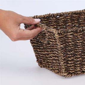 img 1 attached to 🧺 mDesign Dark Brown Seagrass Nesting Organizer Baskets for Kitchen Cabinets, Pantry, Bathroom, Laundry Room, Closets, Garage - 4 Pack