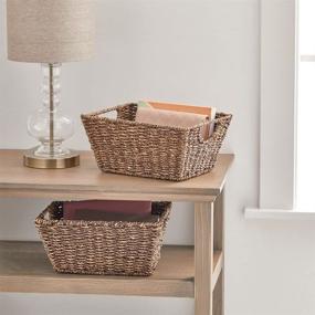 img 2 attached to 🧺 mDesign Dark Brown Seagrass Nesting Organizer Baskets for Kitchen Cabinets, Pantry, Bathroom, Laundry Room, Closets, Garage - 4 Pack