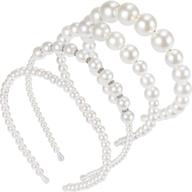 💎 chic and elegant: 4-piece white faux pearl rhinestone headbands for women - perfect bridal hair accessories (style set 1) logo