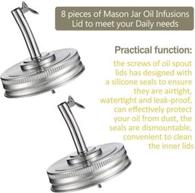 img 3 attached to 🍶 Convenient & Versatile 8-Piece Mason Jar Oil Spout Lid Set