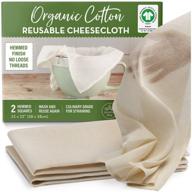 🧀 large 23"x23" gots certified organic cotton cheesecloth strainer - set of 2 hemmed squares, reusable & unbleached for fine straining logo