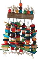 🦜 bell-adorned hanging bamboo log bird toy: featherland paradise, vibrant & engaging avian playground logo