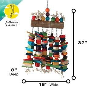 img 3 attached to 🦜 Bell-Adorned Hanging Bamboo Log Bird Toy: Featherland Paradise, Vibrant & Engaging Avian Playground