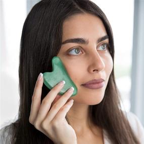img 3 attached to 🌿 Gua Sha Massage Tool for Facial and Body Massage – Green Aventurine Jade Gua Sha Tool, Stones for Lymphatic Drainage