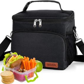 img 4 attached to 🥪 NIUTA Upgraded Double Deck Insulated Lunch Bag for Men/Women - Reusable Lunch Pail (Black)