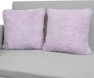 🌸 purple lavender fluffy throw pillow covers for couch and bed - set of 2, 18x18, decorative sherpa pillow cases with soft accent cushion cover for shaggy living room decor - pavilia логотип