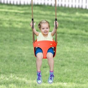 img 3 attached to 🐘 SELEWARE Cute Toddler Swing Seat: Adjustable, High Back Full Bucket Swing with Elephant Design - Indoor/Outdoor Use