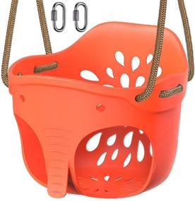 img 4 attached to 🐘 SELEWARE Cute Toddler Swing Seat: Adjustable, High Back Full Bucket Swing with Elephant Design - Indoor/Outdoor Use