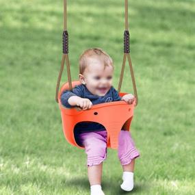 img 2 attached to 🐘 SELEWARE Cute Toddler Swing Seat: Adjustable, High Back Full Bucket Swing with Elephant Design - Indoor/Outdoor Use