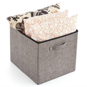 img 1 attached to 📦 EZOWare Set of 4 Gray Fabric Nursery Storage Cube Bins with Handles - 13 x 15 x 13 inch Organizers for Home Closet Drawer, Baby Toys, Diapers, Towels