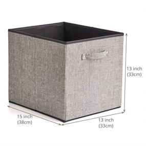 img 3 attached to 📦 EZOWare Set of 4 Gray Fabric Nursery Storage Cube Bins with Handles - 13 x 15 x 13 inch Organizers for Home Closet Drawer, Baby Toys, Diapers, Towels