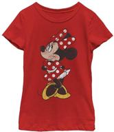 vintage disney minnie girl's solid crew tee with a modern twist logo