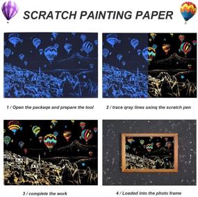 img 3 attached to 🌈 Набор для гравировки рисунков и живописи Longruner Rainbow Scratch Off Art Paper - сделай сам