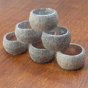 img 1 attached to 💍 Нирвана Класс: Изысканные ручной работы серебряные бусинные кольца для салфеток - набор из 6 штук для элегантной посуды и декора дома.