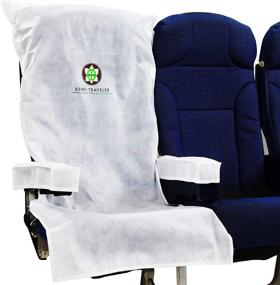 img 3 attached to ✈️ Kehei Traveler Eco-Friendly Protective Airplane Seat Cover, Disposable/Reusable, with Arm Rest and Tray Table Covers & Pouch - Fits Most Train, Bus, Ride-Share Car, Other Public Seating - White