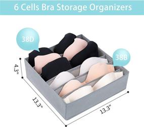 img 3 attached to 📦 2 Pack DIMJ Bra Drawer Organizers - 6 Cell Underwear Organizer for Closet Dress Drawer - Lingerie Storage Bins with Divider - Zip Foldable Cube Storage Cabinet Organizer Fabric Box for Bra, Socks, Ties, and Belts