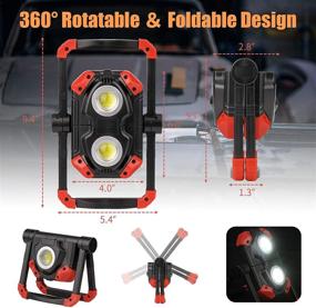 img 2 attached to 🔦 Rechargeable LED Work Light - Folding 2 COB 2500LM Portable Floodlight with Magnetic Base, 360° Rotation Stand, Waterproof Spotlights for Camping, Car Repair, Emergency, and Job Site Lighting